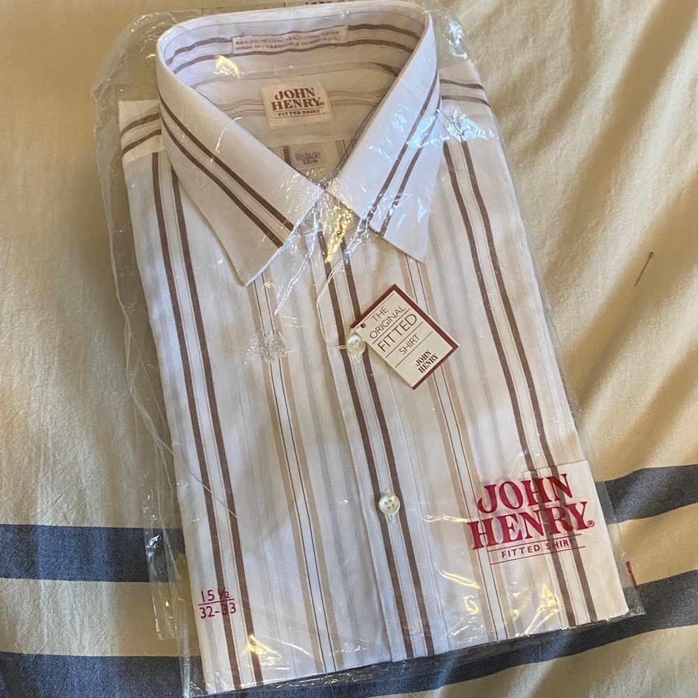 Vintage John Henry Fitted Striped Shirt Sz S